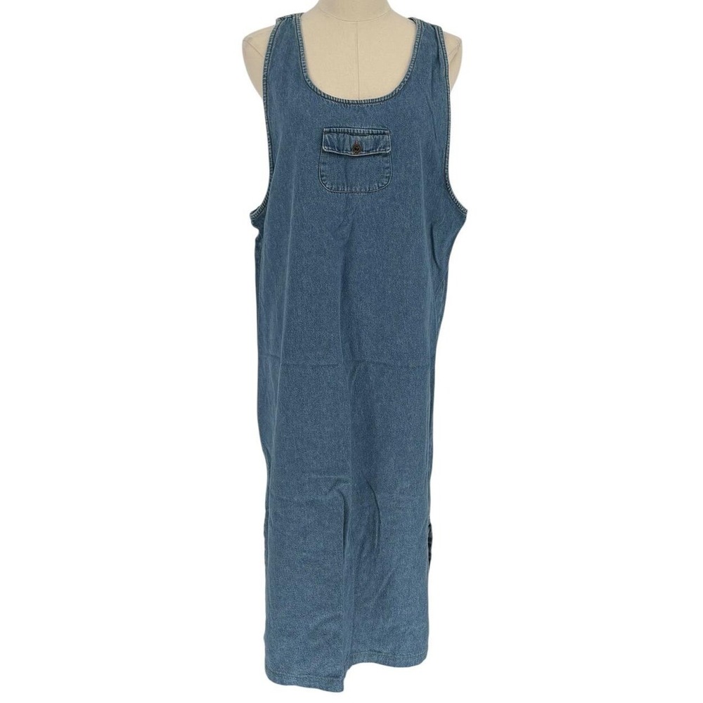 Vintage Style Studio Denim Jumper Dress Blue 100% Cotton Large